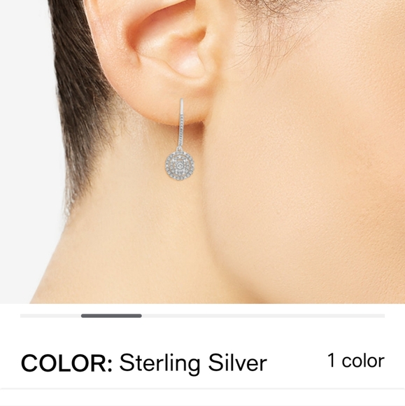 Geniune Diamond leverback earrings   full quarter caret ss NWT - Picture 5 of 17